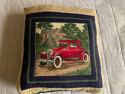 VIP Cranston Print Works Co. Classic Blanket Accent Pillow Cars Joan Messmore • $39.99