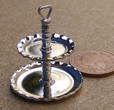 Empty Metal 2 Tier Cake Stand Tumdee 1:12 Scale Dolls House Miniature Food • $3.70