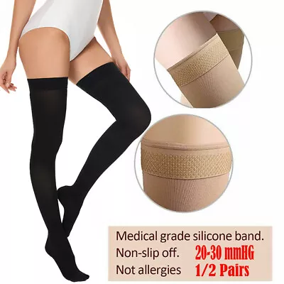 20-30mmHg Medical Grade Compression Socks Men Women Thigh High Support Stockings • $23.42