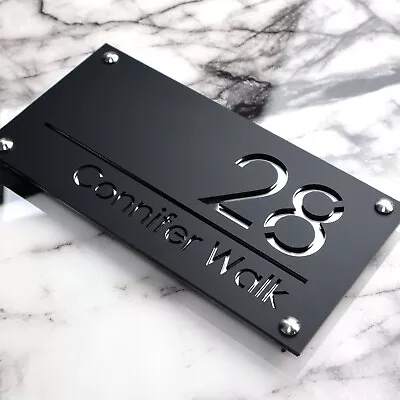 Contemporary House Sign Plaque Door Numbers 1 - 9999 Personalised Name Plate • £9.99