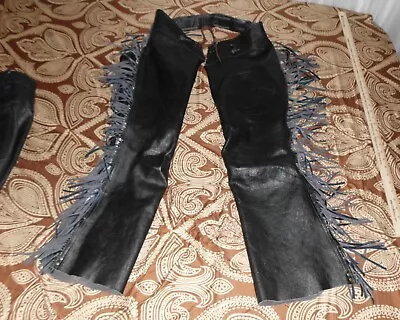 Black Leather Western / Motorcycle Chaps Size M • $35