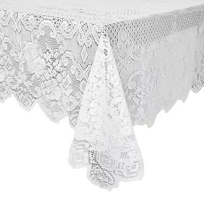 White Lace Tablecloth For Rectangular Tables Vintage Style For Wedding 60x97  • $14.49