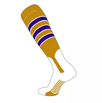 TCK Elite Baseball Knee High Stirrup Socks (D 7in) Old Gold White Purple • $15.99