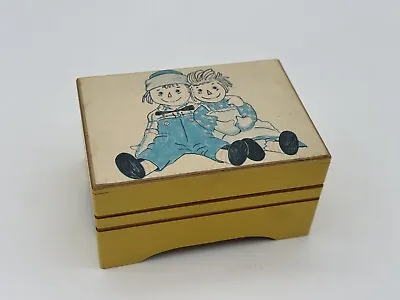Vintage Raggedy Ann & Andy Wooden Music Box Plays “Love Story” • $45
