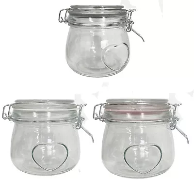 500ml Glass Clip Lock Lid Jars Airtight Food Preserving Storage Containers UK • £7.15