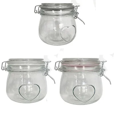 500ml Glass Storage Containers Clip Lock Lid Airtight Jars Food Preserving  UK • £7.81