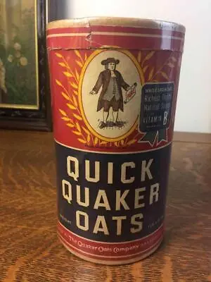 Vintage Quick Quaker Oats Oatmeal Empty Cardboard Container 1 Lb Advertising • $19.99