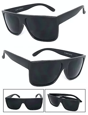 Retro Square Frame Sunglasses Flat Top Square Super Dark Lens Matte Black Frame • $8.99