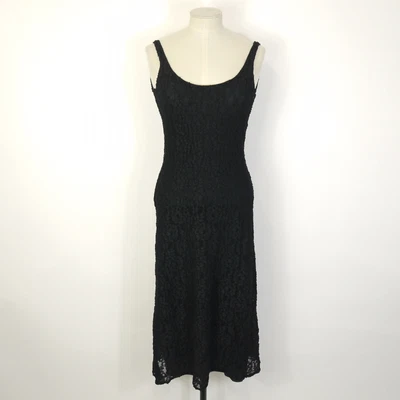 £20 • Buy Charlotte Halton Black Lace Scoop Neck Sleeveless Midi Evening Dress Size 10