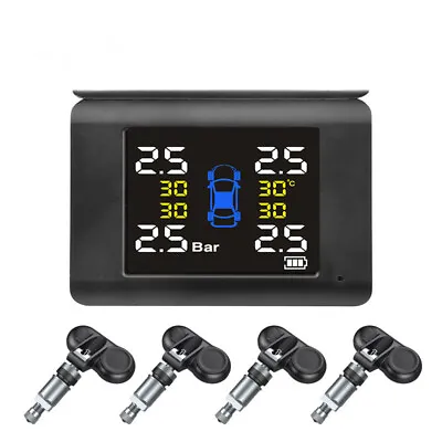 LCD Display 4 Sensors TPMS Car Tire Pressure Monitoring System Wireless Solar • $35.61