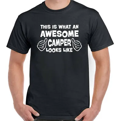 Awesome Camper  -  Mens Funny T-Shirt Traveller Festival Caravan Tent Camping • £10.94