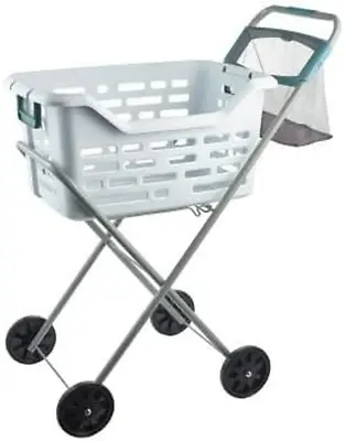 Collapsible Laundry Basket Trolley With Wheels Peg Mesh Basket For Easy Handling • £50.95