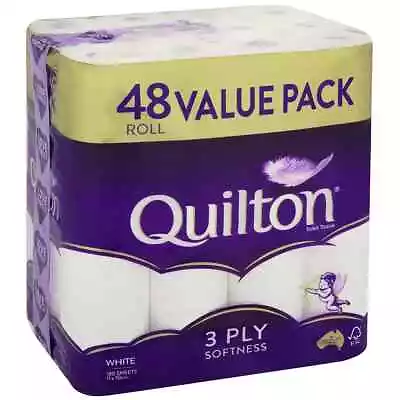 48x Quilton Toilet Paper Tissue Rolls 3-Ply 180 Sheets - Free Postage Best Price • $38.95