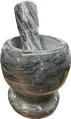 Persian Middle Eastern Mexican Marble Granite Mortar And Pestle Black Grey • $25.84