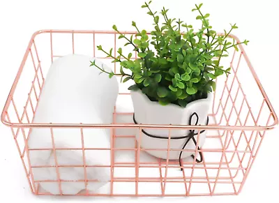 Metal Wire Storage Basket With Handles For Kitchen Food Pantry Papers Home Offic • $23.03