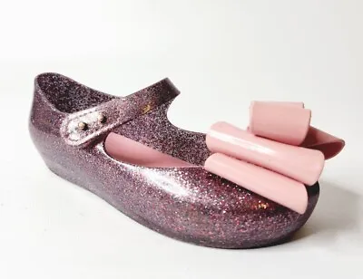 Mini Melissa Ultragirl Sweet Ill Mary Jane Flat Mixed Pink Glitter Shoes Size 12 • $30