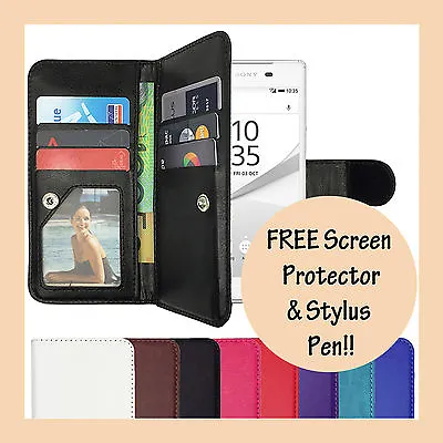 Premium Leather Flip Cover Wallet Stand Case For SONY Xperia Z1 Z2 Z3 Z5 Compact • $12.95