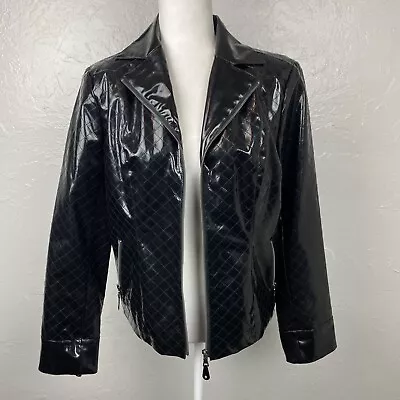 Pamela McCoy Patent Vinyl Faux Leather Moto Jacket Medium • $45