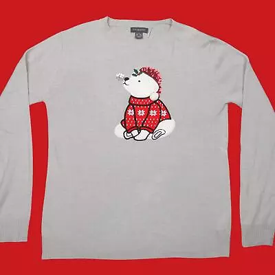 Womens Polarbear Christmas Jumper Size S UK 10/12 Novelty Lightweight Sweater • £10.95