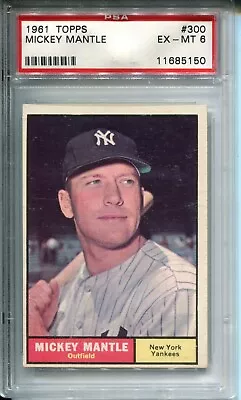 Mickey Mantle 1961 Topps #300 PSA 6 • $699.99