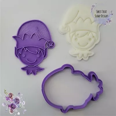 £5.89 • Buy Christmas Elf Cookie Sugar Biscuit Dough Cutter & Fondant Icing Stamp Set