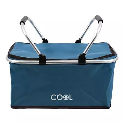 Picnic Basket Insulated Cooler Bag Folding Shopping Hamper Cool Box Navy 35L • £10.99