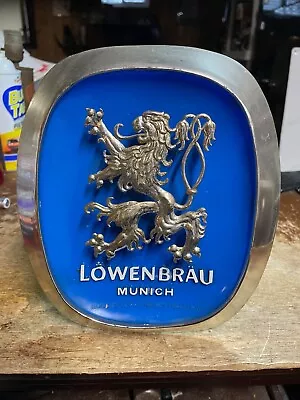Vintage 1960's Lowenbrau Beer Sign Plastic Wall Hanger Or Stand Up • $20