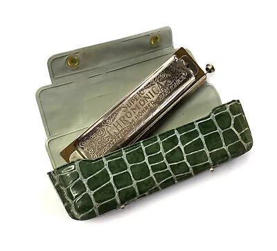 M Hohner The Super Chromonica 12 Hole Key B Flat Made By Germany Green Case G • $44.85