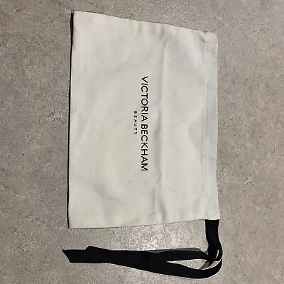 NEW VICTORIA BECKHAM DRAWSTRING BEAUTY BAG - Ivory/Black Lettering - 9x11” • $8.88