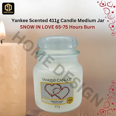 Yankee Scented 411g Candle Medium Jar SNOW IN LOVE 65-75 Hours Burn • £14.49