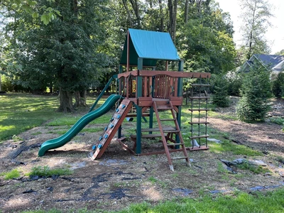 $350 • Buy Gorilla Playsets Tarp Roof Rock Wall Wave Slide Backyard Swing Set + Accessories