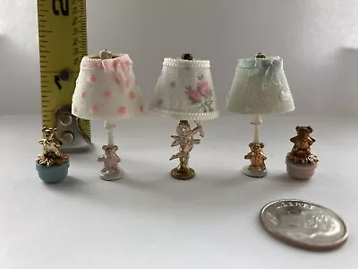 Vintage Dollhouse Miniature Nursery Lamps And Trinket Holders Scale 1:12 • $20