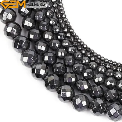 Natural Stone Magnetite Black Hematite Gem Beads For Jewelry Making 15  Faceted • $3.79