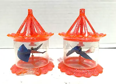 $34.95 • Buy Vtg. Rare Birdcage Spinner Twinkler Christmas Ornament Lot/2 Hot Pink/blue Mcm B