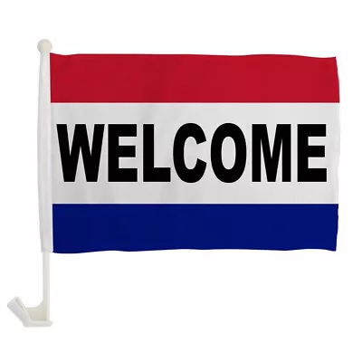 Welcome Car Flag RED WHITE BLUE Welcome Car Window Flag 100D FABRIC • £8.64