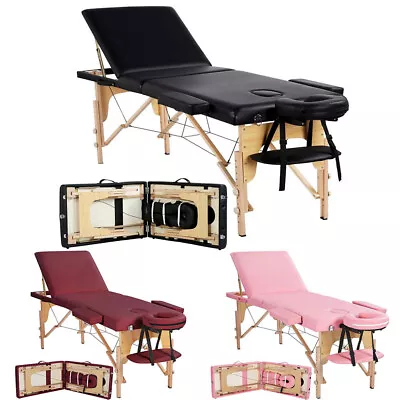 $95.29 • Buy 84  L Massage Table 2 Fold Adjustable Portable Facial Spa Salon Bed Wooden Frame