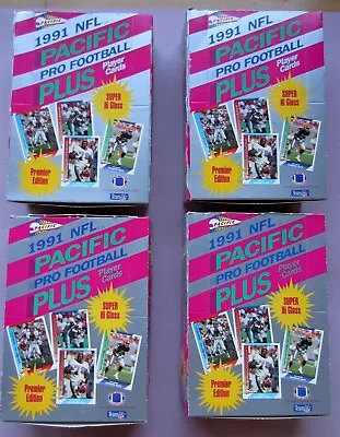 1991 PACIFIC PRO FOOTBALL PLUS WAX PACK BOXES 36ct X 4 • $85