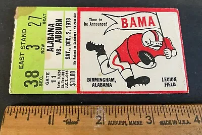 December 2 1978 Alabama Vs Auburn Football Ticket Stub (ms) 91721 • $59.99