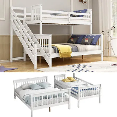 £408.98 • Buy Convertible Pine Wooden Bunk Bed Triple Kids Bed Frame 3FT 4FT6 90x190 135x200