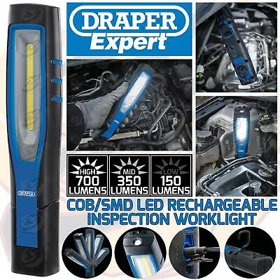 DRAPER WORK LIGHT SMD Torch Li-Ion 7W Rechargeable Cordless Inspection Lamp Mag • £33.95