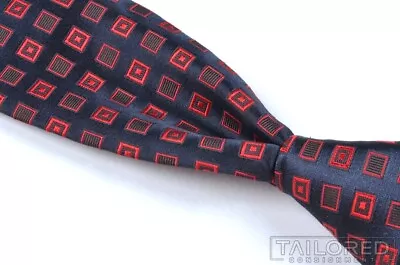 KITON Deep Blue Red Box Geometric 100% Silk Mens Luxury Tie - 3.25  • $75