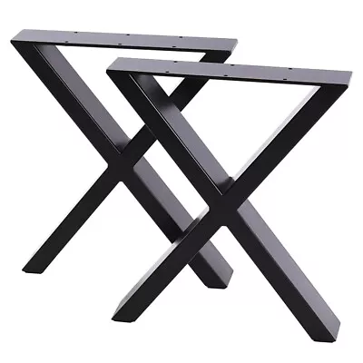 2PCS/Set Industrial Metal X Shape Table Legs Desk Bench X Cross Frame Legs Black • £41.95