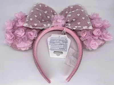 Disney Parks Hearts And Flowers Pink Rosettes Minnie Mouse Ears Headband 2023 • $32.99