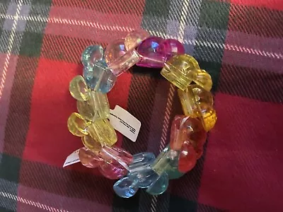 Disney Parks Plastic Mickey Mouse Head Braclet Rainbow Bright Multi Color NEW • $25
