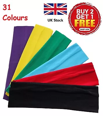 6cm STRETCHY KYLIE ALICE BAND YOGA HAIR HEADBAND LADIES GIRLS SCHOOL SPORTS • £1.99