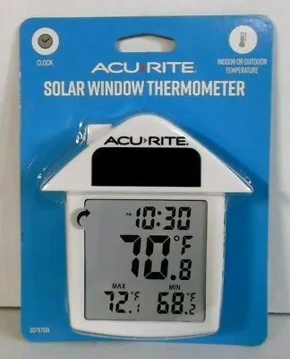 $9.26 • Buy AcuRite Solar Powered Digital Window Thermometer Indoor Or Outdoor Temp & Clock