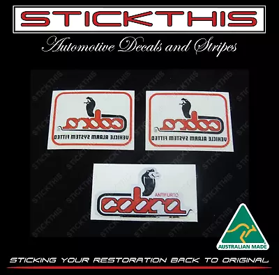 $32.74 • Buy Cobra Alarm Window Warning Decal Sticker KIT Red - Holden VH VK VL VN HDT