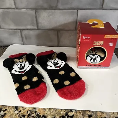 Disney Minnie Mouse 2 Pair Cosy Slipper Socks Child Size 2-3 Years  NEW • $7.95