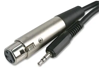 2m 2 Metre XLR 3 Pin Female Socket To 3.5mm Stereo Jack Cable Microphone To PC • £6.69