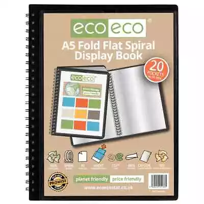 Eco-Eco 136 A5 20 Pocket Fold Flat Spiral Display Book • £4.99